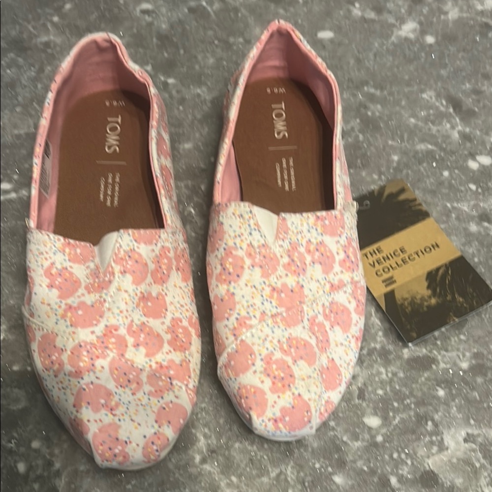 TOMS Pink Elephant Patterned Slip-On Shoes